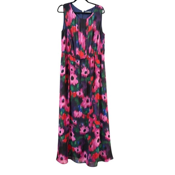 Eliza J Peony Print Chiffon Maxi Dress Size 14W - Picture 2 of 11